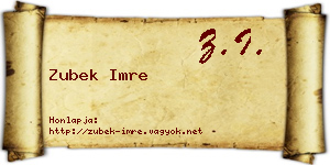 Zubek Imre névjegykártya